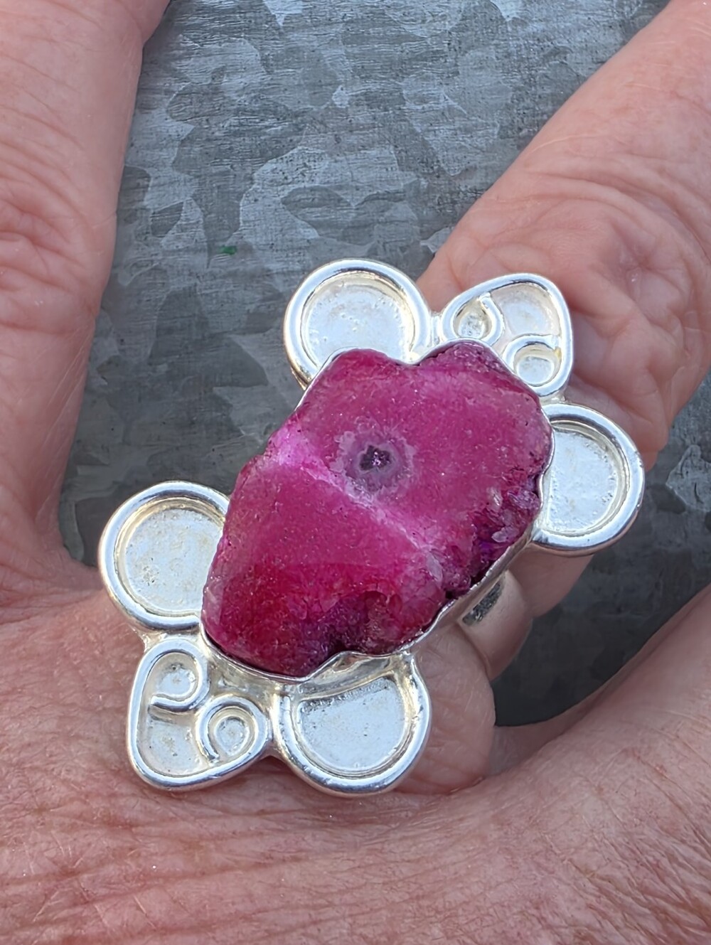 Solar Druzy Gemstone Ring In 925 Sterling Silver (7)
